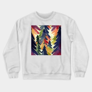 Christmas Tree Watercolor Geometric Design Crewneck Sweatshirt